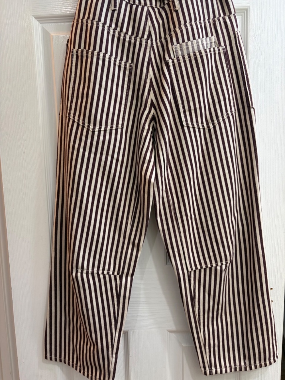 NEW EASEL PAPERBAG PANTS STRIPED TWILL CARGO RELAXED FIT DRAWSTRING HIGH RISE - Picture 7 of 7